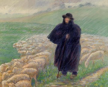  pastor Arte - pastor bajo un aguacero 1889 Camille Pissarro